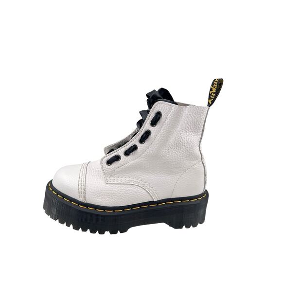Dr. Martens Sinclair 8 Eye Milled Nappa White Pebbled Leather Platform Boots 7M - Picture 8 of 14